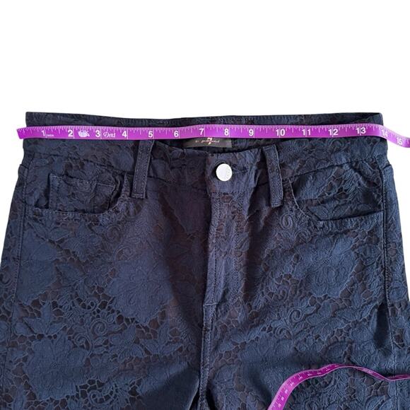 7 for all Mankind Jen 7 Lace Overlay Pants Women sz 4 Navy ankle skinny Feminine - Picture 6 of 13